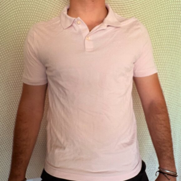 Express Men's Light Pink Cotton Polo Tee - Picture 1 of 9